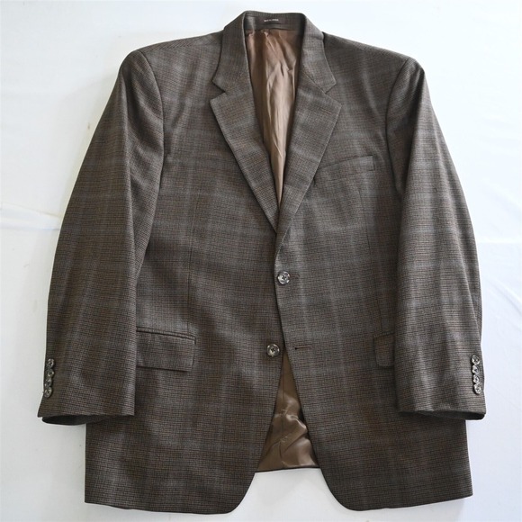 Michael Kors 42R Brown Plaid 100% Wool Mens Blazer Suit Jacket Sport Coat - Picture 13 of 16